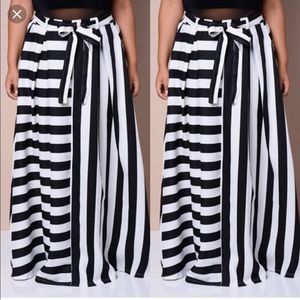 Plus Striped Maxi Skirt